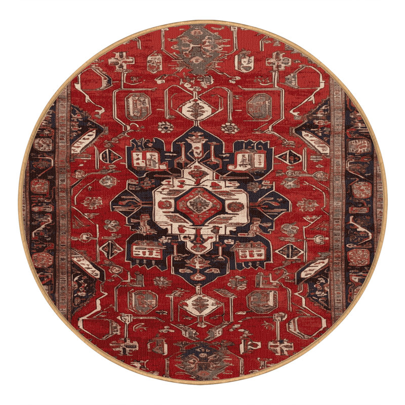 Tapis brun lavable à la machine, Rond 7 pi