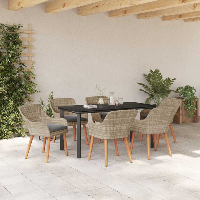 6 - Person Patio Dining Set with Rectangular Table , Cushions Included