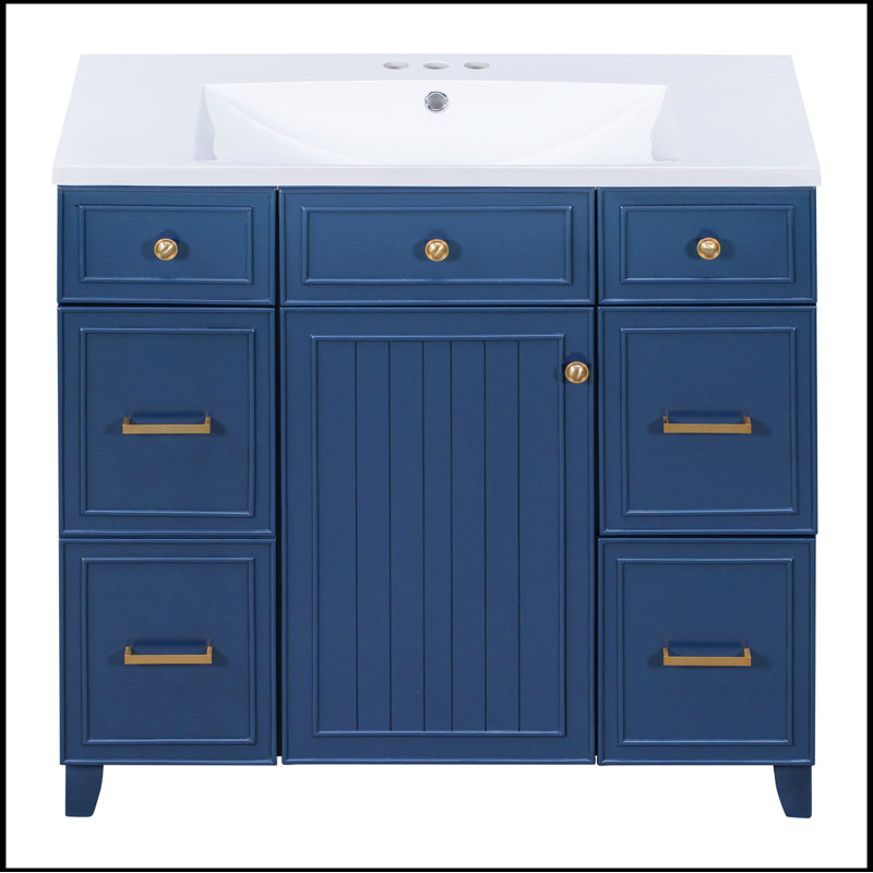 Meuble-lavabo simple avec plateau 18,00 Sandar, Bleu marine