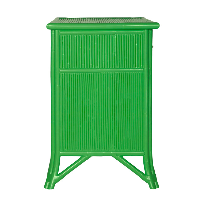 1 - Drawer Rattan Nightstand, Bright Green