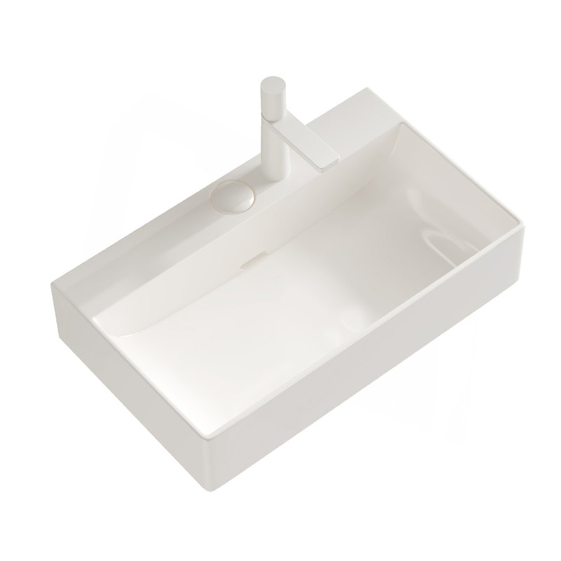 Lavabo de salle de bain 24 po sans armoire, cuve en céramique blanche, Blanc
