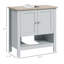 Armoire de rangement à piédestal, meuble-lavabo sous-lavabo, meuble-lavabo avec tablette réglable et tablette inférieure ouverte Kleankin, gris