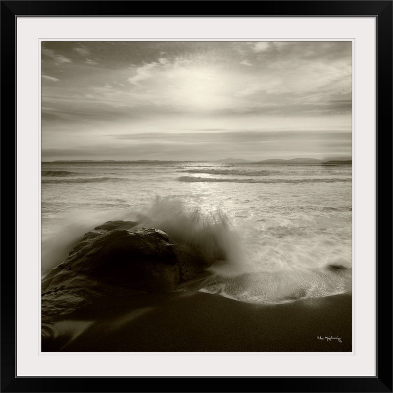 «Tides and Waves Square I» par Alan Majchrowicz, impression, Cadre noir, H 28 x l 28 po x P 1 po