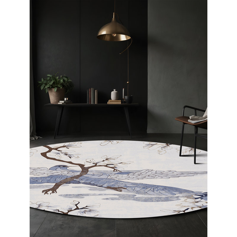 Tapis gris lavable à la machine, Rond 4 pi