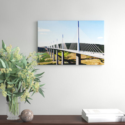 Millau Bridge France Landscape Photographic - Wrapped Canvas