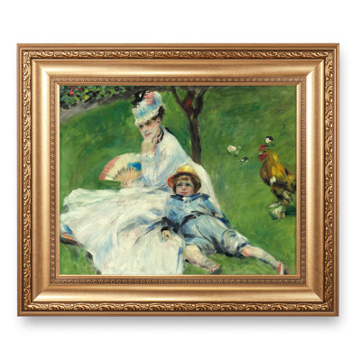 Madame Monet and Her Son by Pierre-Auguste Renoir Painting Reproductions World Classic Reproductions For HomeDecor,Gold Frame