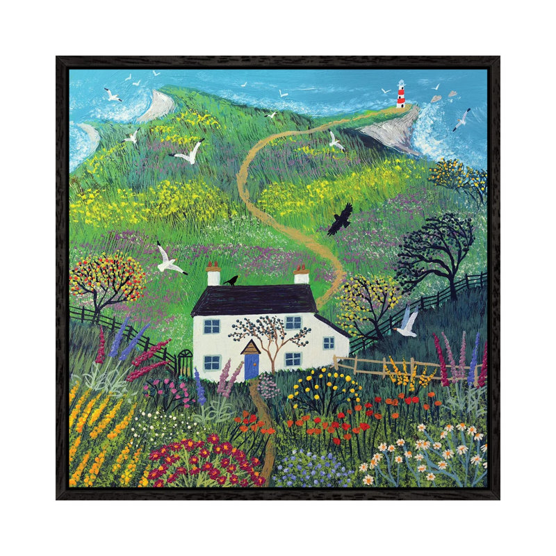 The Path To The Lighthouse by Jo Grundy - Painting on Canvas, 66.04cm H x 66.04cm W x 3.81cm D, Black Framed