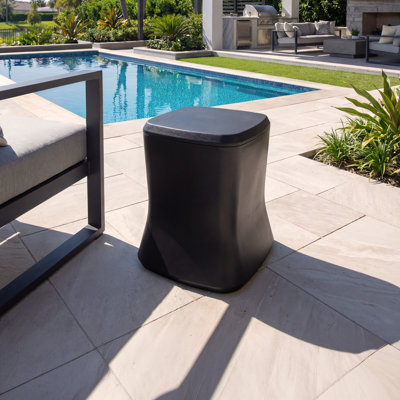 Coast Modern Outdoor Side Table Cooler - 2 in 1 Patio Decor Storage Table & Ice Chest - 25 QT - Black