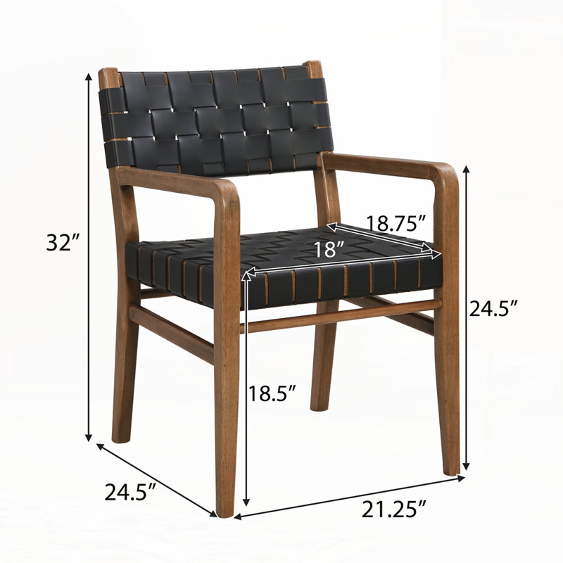 Ensemble de 2 chaises en cuir de polyuréthane et en bois d'hévéa robuste, Noir