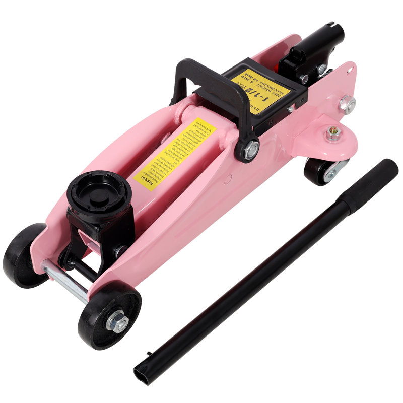 Cric de plancher de course de 1,5 tonne à profil bas - Cric de service hydraulique en acier avec plage de levage de 5 po à 11,8 po, avec étui en plastique portatif