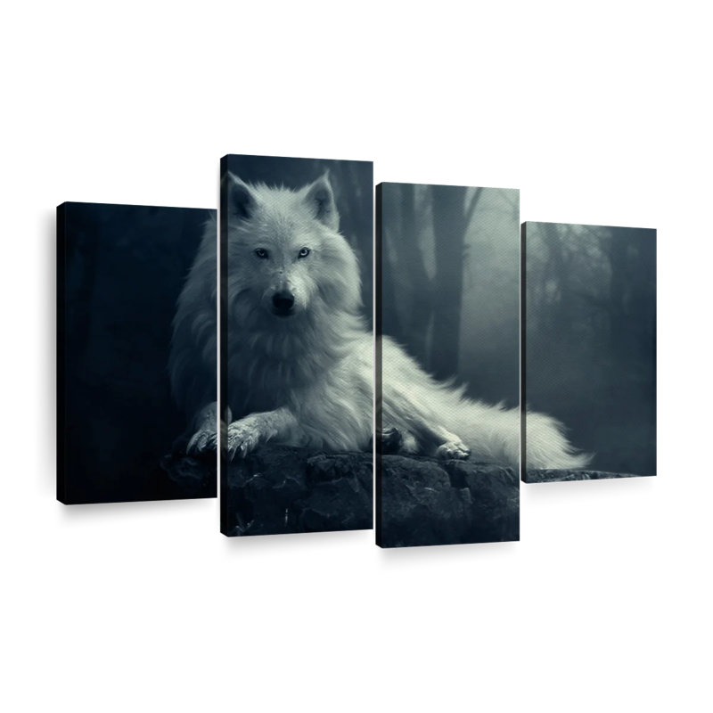" Simple Wolf " 4 - Pieces, 22" H x 36" W x 1" D