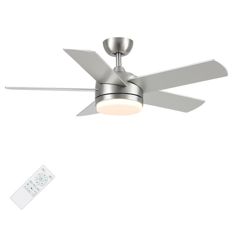 44 inch Ceiling Fan with Light and Remote Control, Nickel