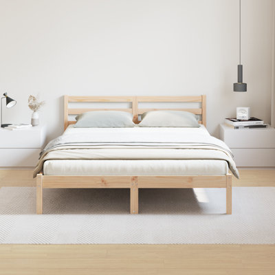 Bed Frame with Headboard Solid Pine Wood