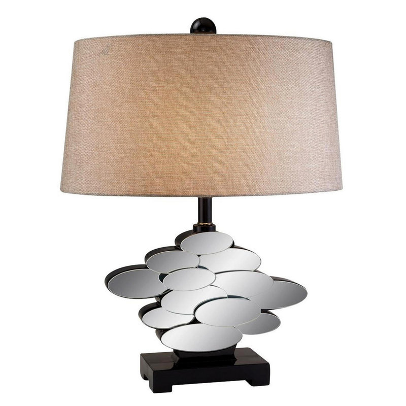 Lampe de table haute en polyrésine de 25,5 po avec finition bronze et détails en verre