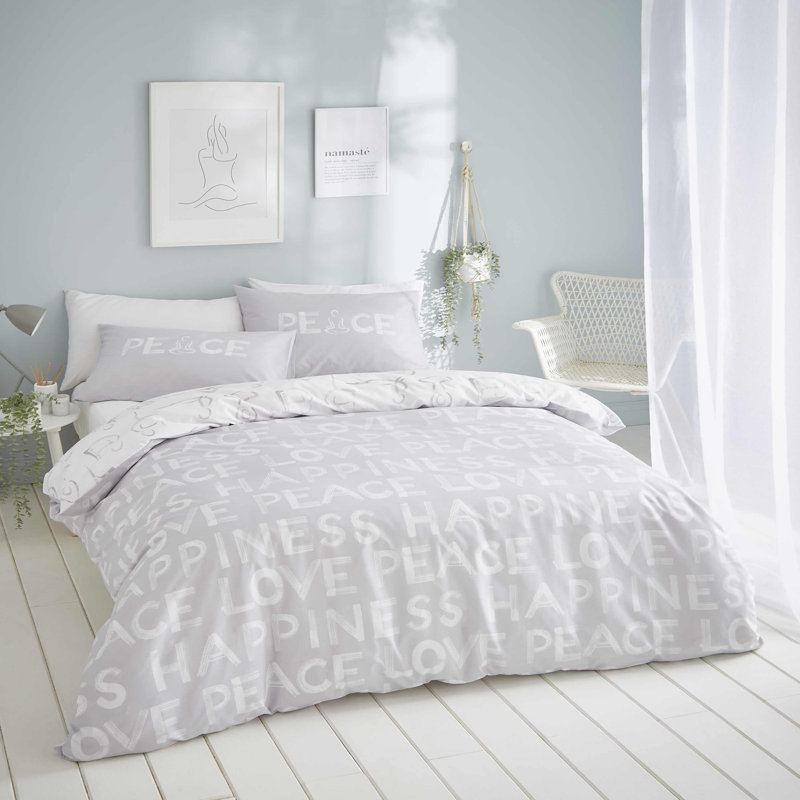 Peace And Yoga Easy Care Duvet Set, Single - 1 Standard Pillowcase