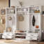 Portemanteau amovible 4 en 1 avec rangement et 7 crochets, portemanteau multifonctionnel avec tiroirs de rangement et armoire, banc à chaussures pour le vestibule-973553290