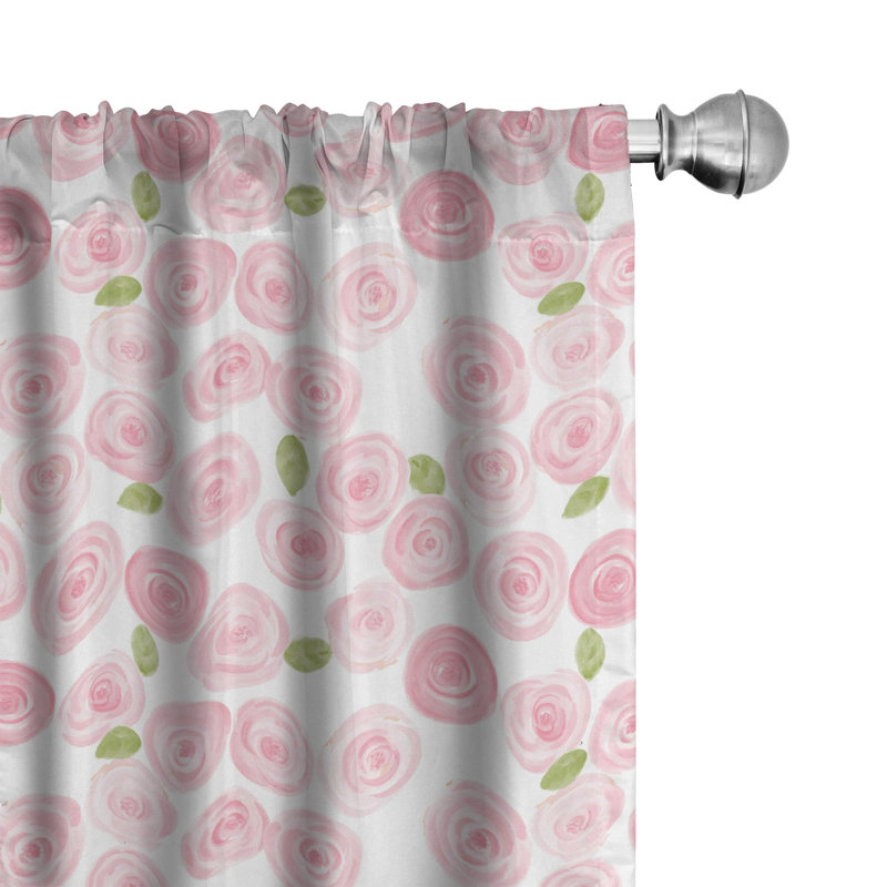 Watercolor Flowers Semi-Sheer Rod Pocket Curtain Panels, 28" x 63"