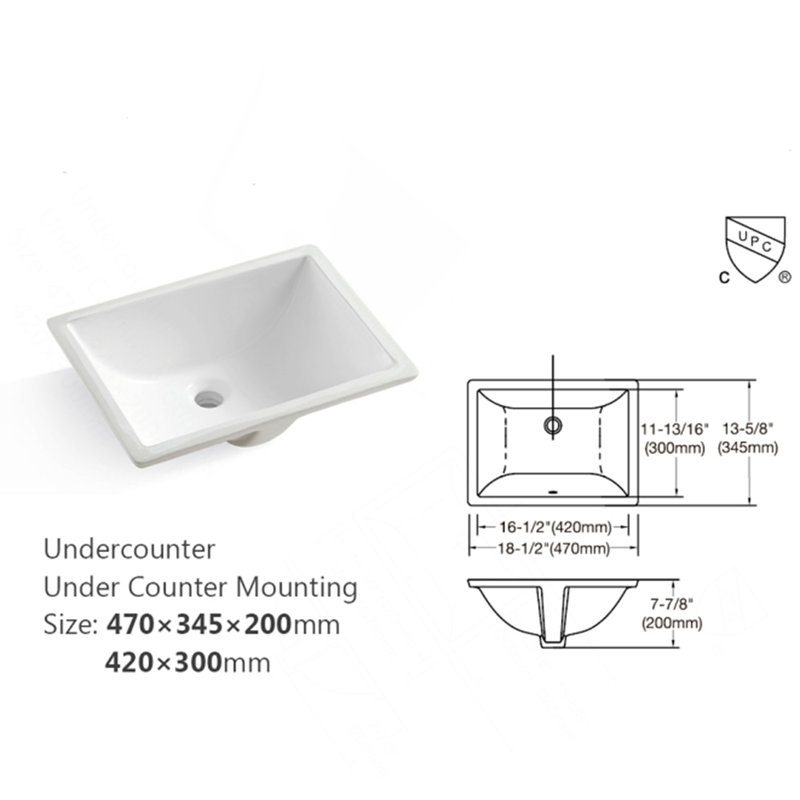 Dessus de meuble-lavabo en pierre de 49 po x 22 po Montary avec pierre de couleur blanc de Carrare avec lavabo rectangulaire encastré en céramique et 3 trous de robinet avec dosseret.