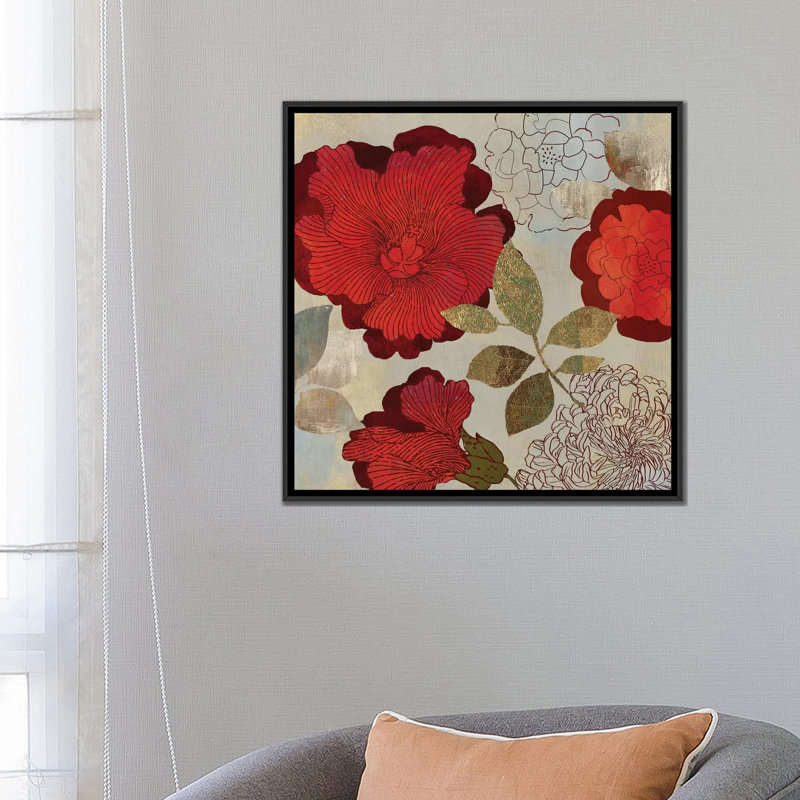 « rosa ii », impression sur toile, H 18 po x l 18 po x P 1,5 po, Toile avec cadre noir, Pas de tapis