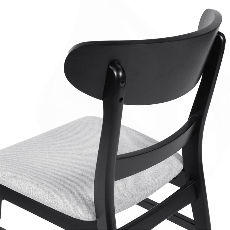 Ensemble de salle à manger 5 pièces de style Mid-Century moderne, structure en bois d'hévéa, une table et 4 chaises rembourrées