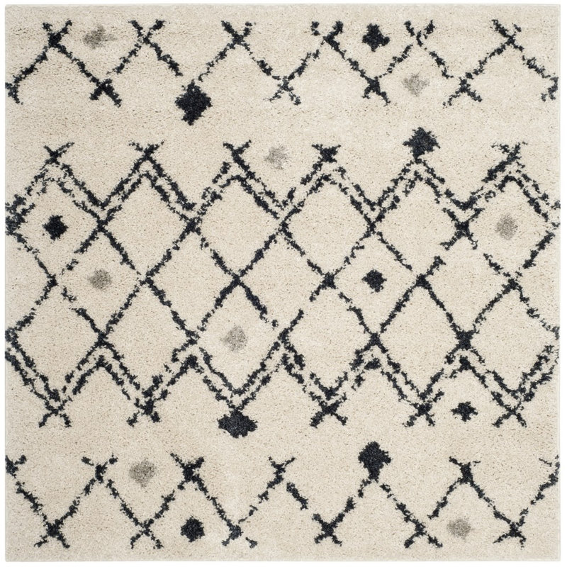 Alieshia Berber Shag Performance Geometric Rug, Square 3'