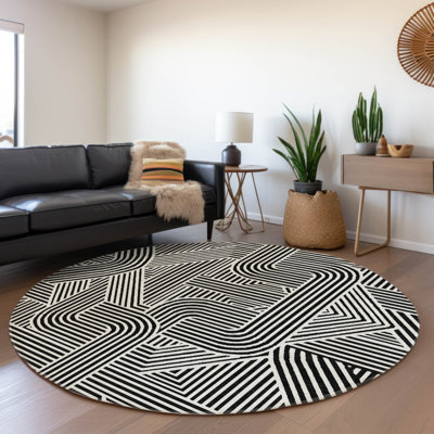 Tapis noir Prisco lavable à la machine de qualité supérieure