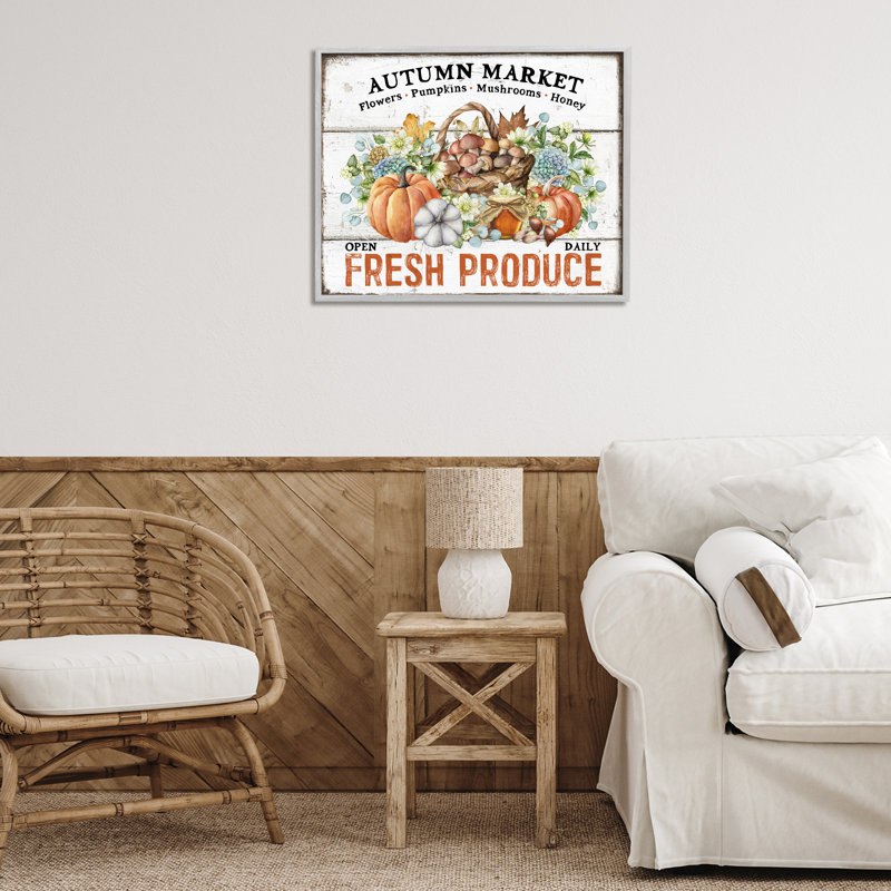 Art mural sur toile Fresh Fall Produce par Creatif Belle, Giclée encadrée blanc bord de mer, H 16 po x l 20 po