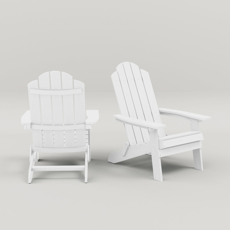 Outdoor Plastic Folding Adirondack Chair, White