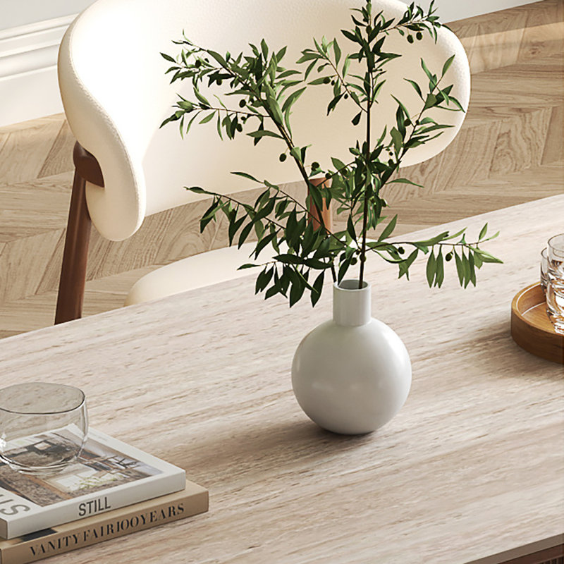 Table de style français, fusion de bois et de pierre, H 29,5 po x L 63 po x l 31,5 po