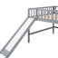 Lit mezzanine double pleine grandeur avec glissade, gris pour l'espace de chambre à coucher et délicieuse glissade-824199124-824199126