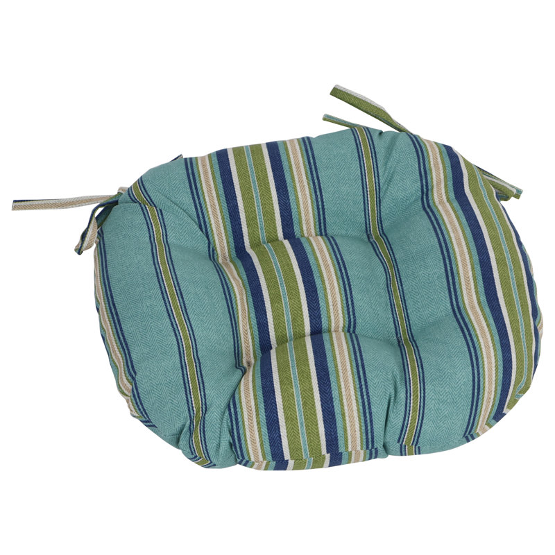 Coussin de chaise de patio intérieur / extérieur, Bleu / rayures vertes