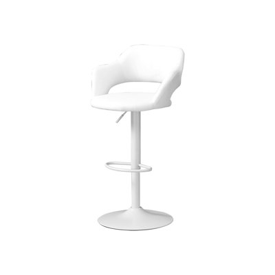 Tabouret de bar contemporain, fonction pivotante, réglable de 25 à 30 pouces, siège de tabouret de siège en métal blanc aspect cuir réglable et look, conception moderne, à hauteur de pouce