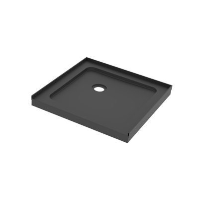 Base de douche en acrylique noir brillant 36 "x 36" avec bonde de coin Ryder