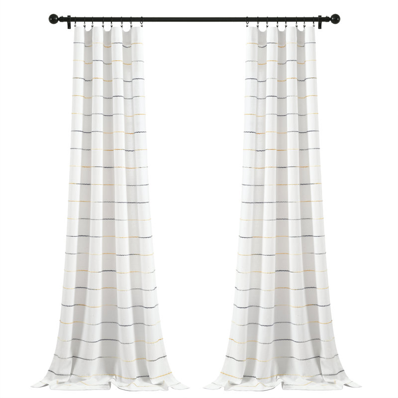 Paire de rideaux semi-transparents Reyna, l 40 po x L 84 po, Jaune/gris