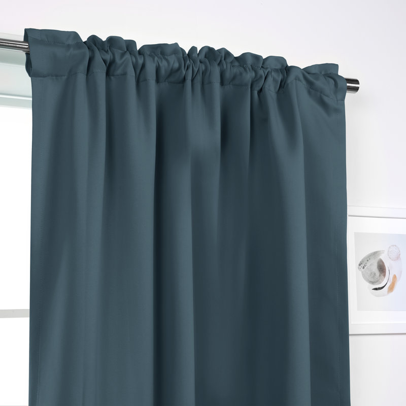 Bantam Solid Blackout Thermal Rod Pocket Curtain Panels, Spruce, 52" W x 63" L