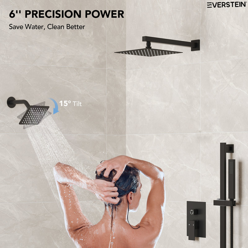 Robinet de douche mural à haute pression, système de pomme de douche double avec douche à main, Noir mat