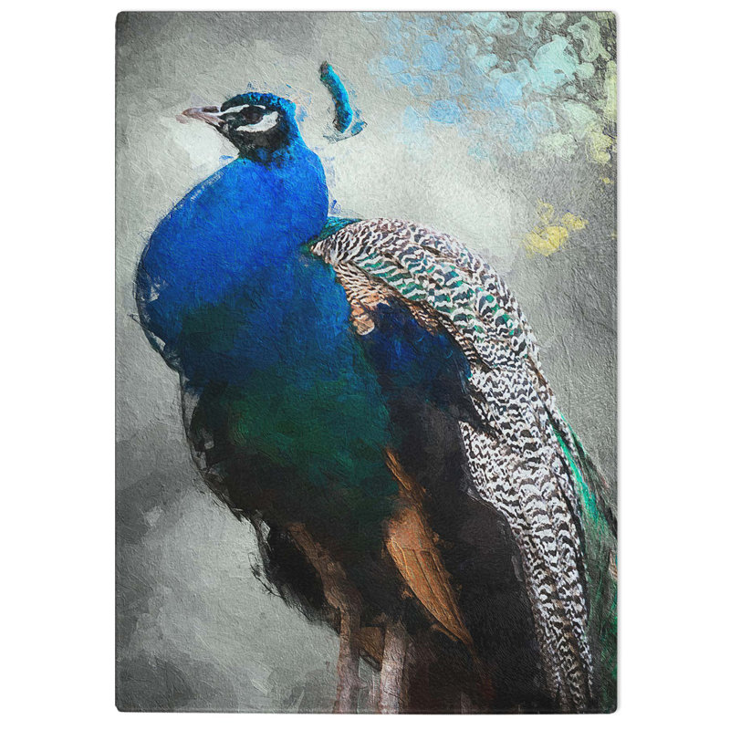 Glass Gorgeous Peacock Bird Chopping Board, 39 cm W x 28.5 cm L