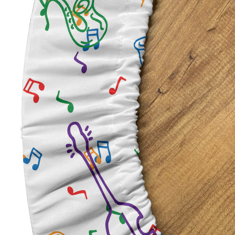 Ambesonne Saxophone Fitted Round Tablecloth Multicolor, 51.97" Round
