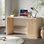 Bureau de direction de 55 po avec rangement, bureau à domicile moderne avec tiroir et armoire, bureau en bois cannelé, poste de travail, table d'écriture pour bureau, salon, chambre à coucher