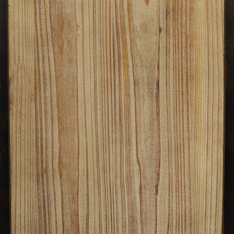 Brown Fir Wood and Metal 3-Panel Folding Privacy Screen