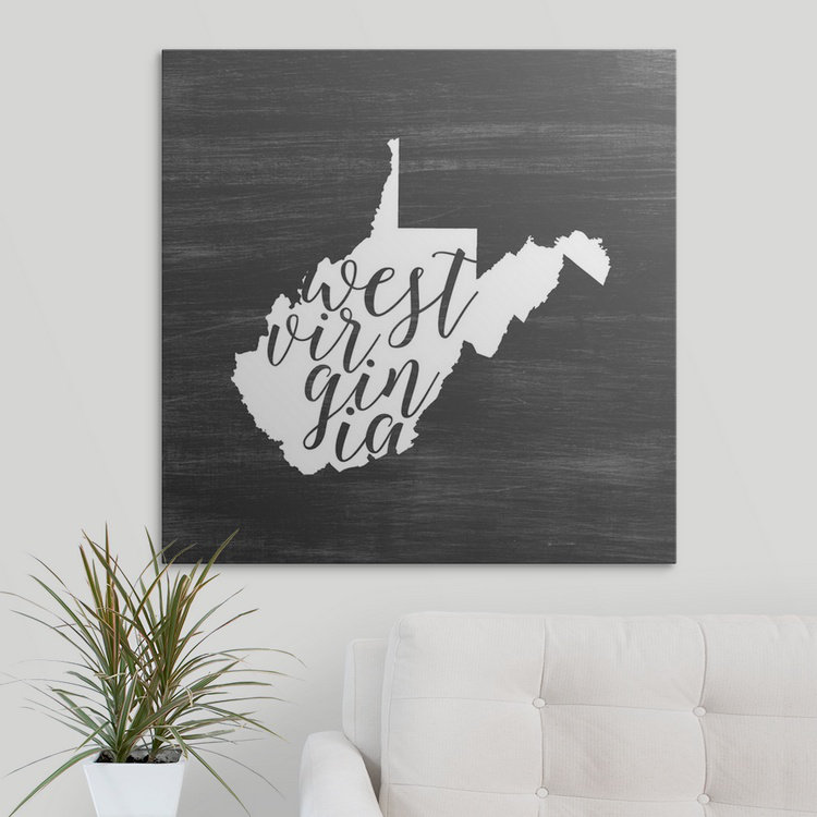 « home state typography west virginie », impression sur cercle intérieur, H 35 po x l 35 po x P 1,5 po, Toile
