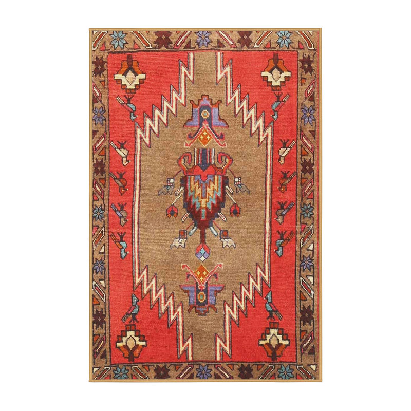 Tapis traditionnel rouge / brun, Rectangle 6 pi x 9 pi