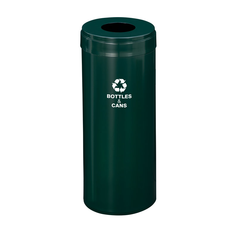 Steel Open Kitchen Trash Can, Hunter Green, 15, 30" H x 12" W x 12" D