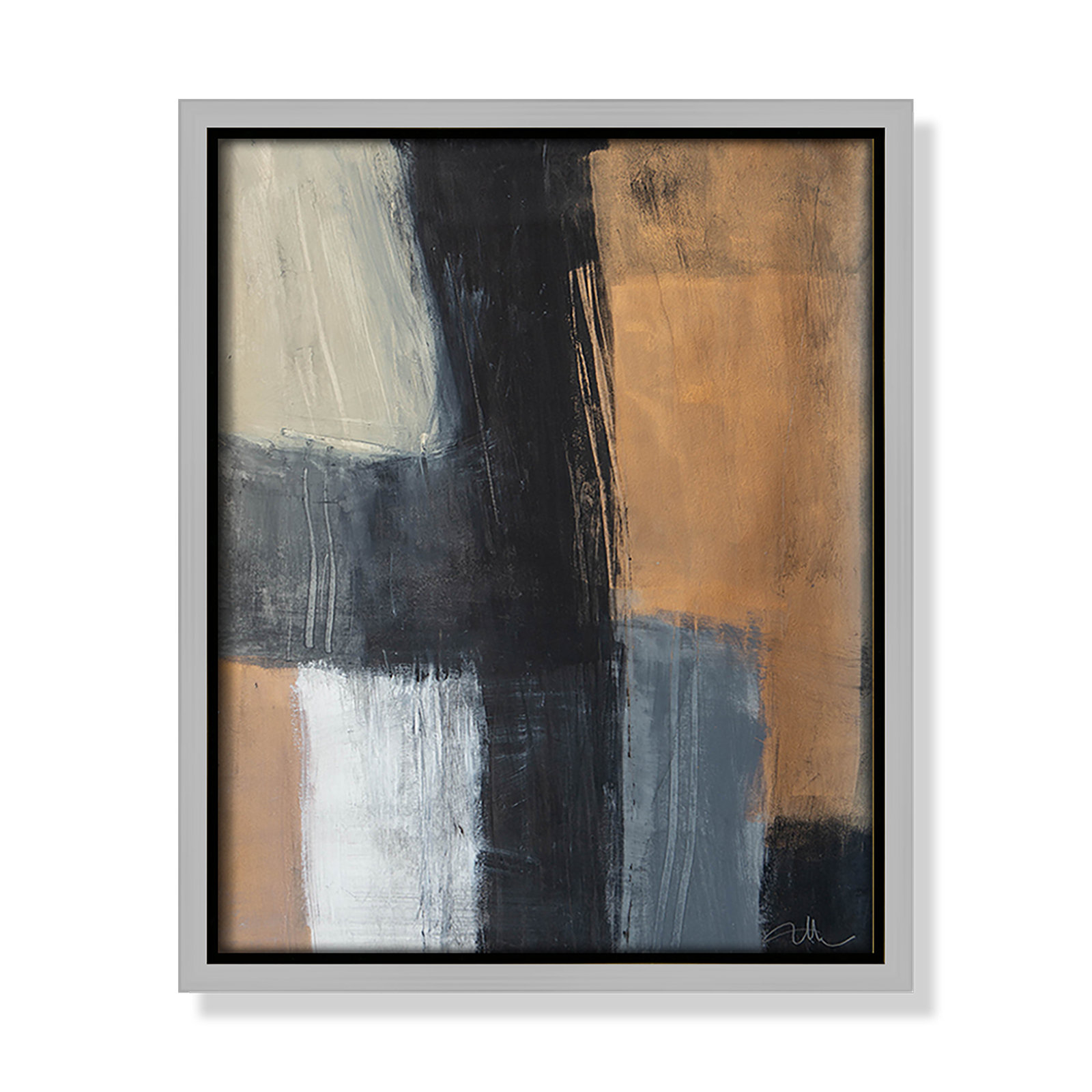 Calderon "Metallic Slate II" Print, 11.5" H x 9.5" W x 2" D, Silver Floater Framed, No Mat