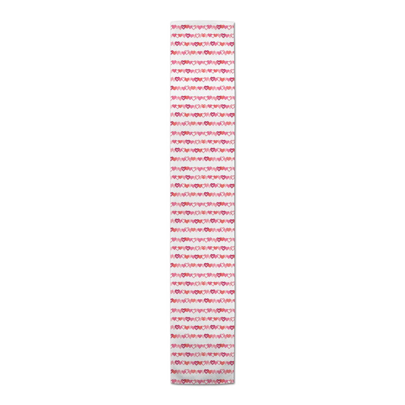 Watercolor Heart Stripes Table Runner, 72" L x 16" W
