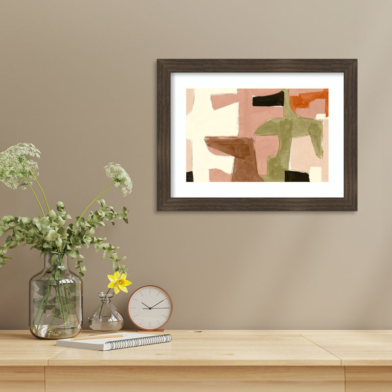 «New Jigsaw I» par Cartissi, impression sur bois encadrée, 14" H x 18" W, Marron foncé
