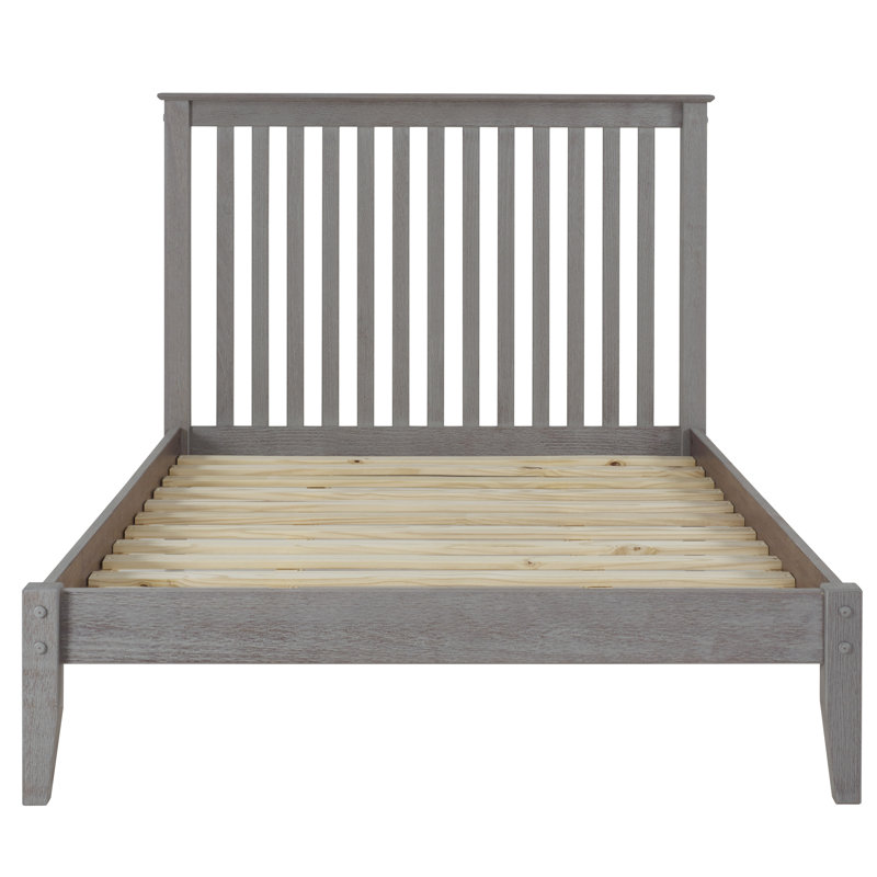 Lit en bois massif Faringdon, Gris patiné, Plein