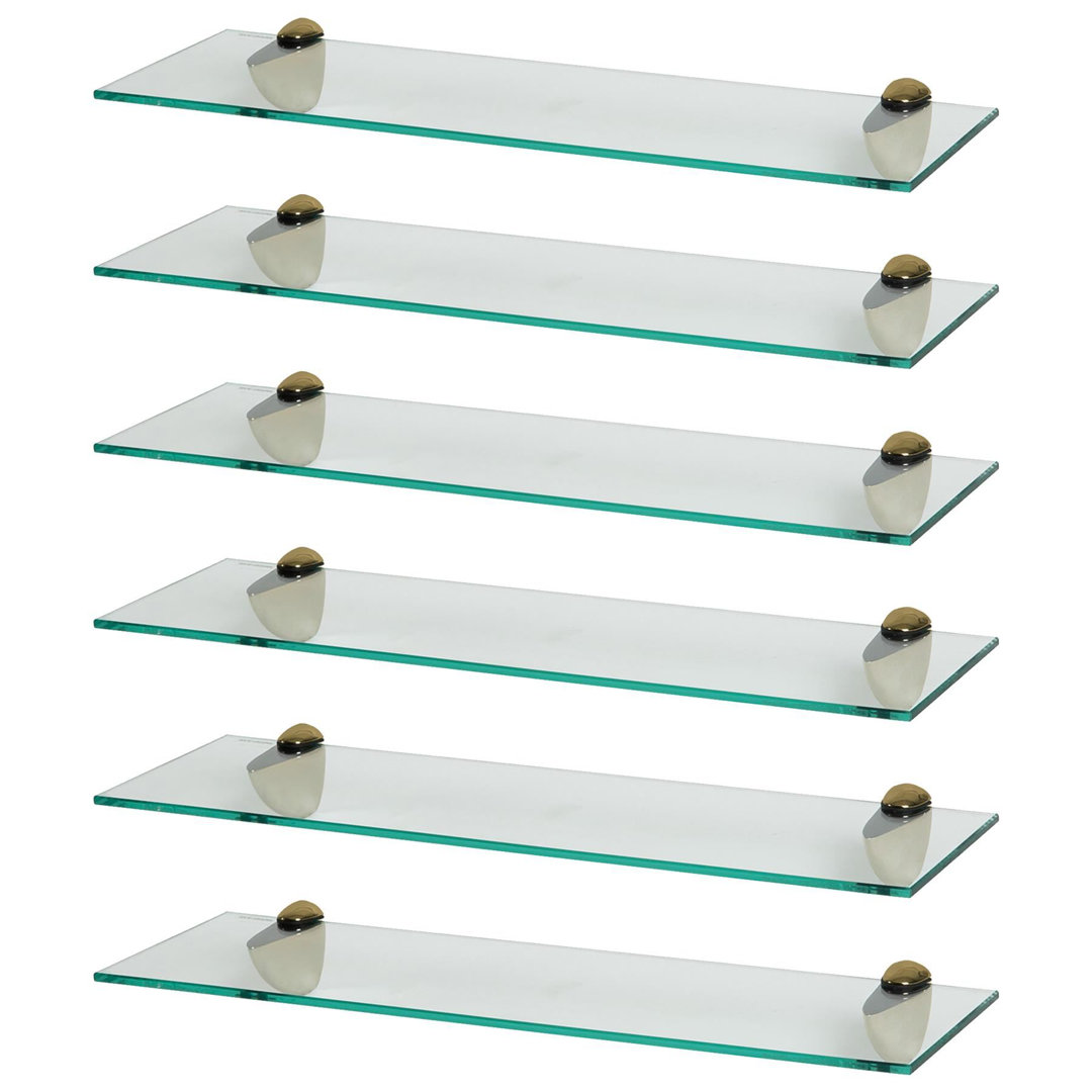 Harbour Housewares - Floating Glass Shelves with Metallic Brackets