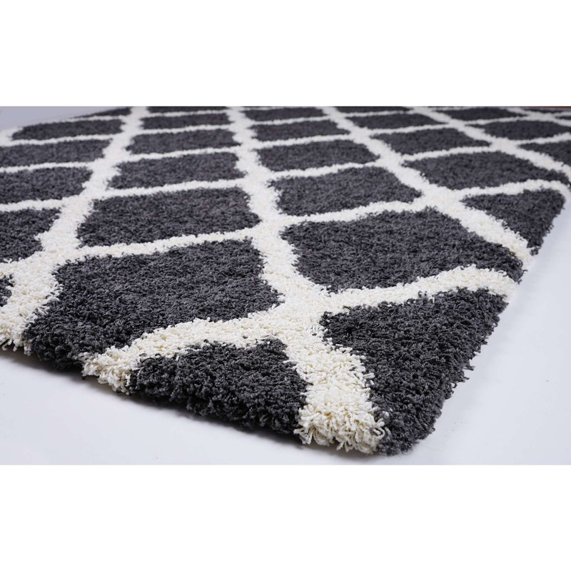 Tapis noir à motif géométrique Prouty, Rectangle 5 pi 3 po x 7 pi 7 po