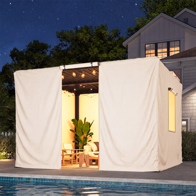 10Ft X 10Ft Pergola Winter Cover, All-Season Pergola Accessory, Outdoor Pergola Cover With Sidewalls And Mesh Windows, Waterproof Enclosure For Weather Protection, Fits Most Pergola Sizes